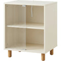 Pjvn Ribbed Acrylic Sliding Door Bedside Cabinet Ivory - Product view