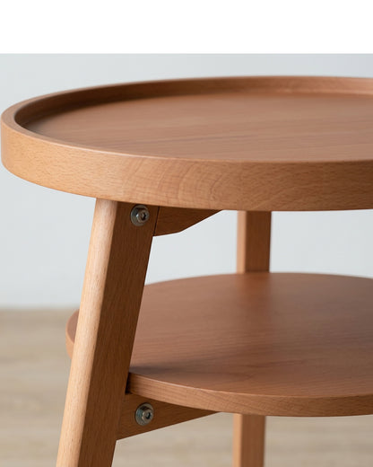 Pjvn Round Three Leg Bedside Tray Table Warm Clay - Detail view