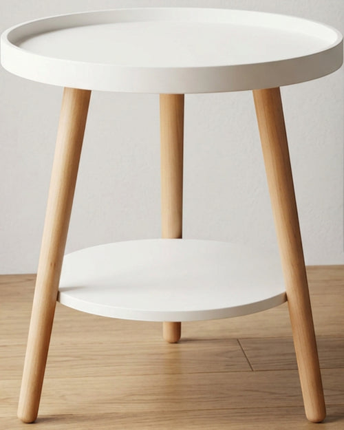 Pjvn Round Three Leg Bedside Tray Table Warm Clay - Lifestyle view