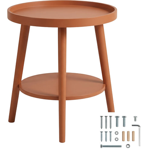Pjvn Round Three Leg Bedside Tray Table Warm Clay - Product view